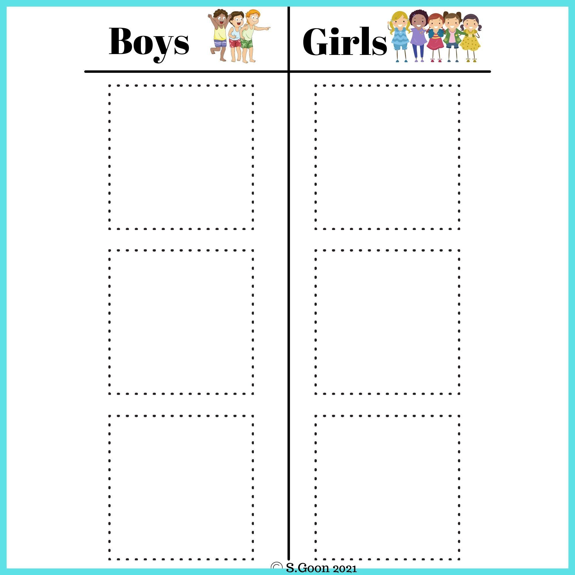 Boys And Girls Sorting Mats Resource For Teacher 9790