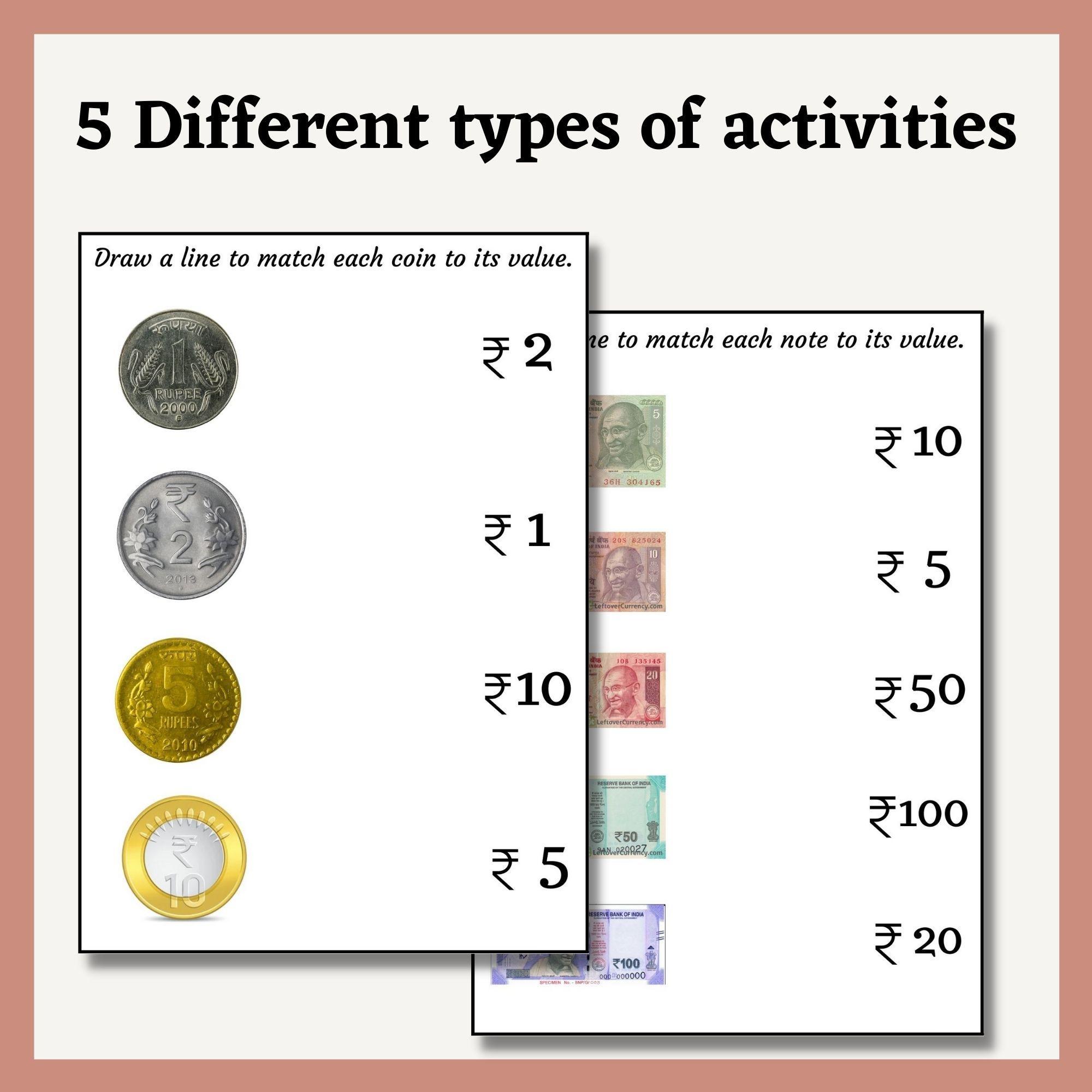 money worksheets for grade 2 indian