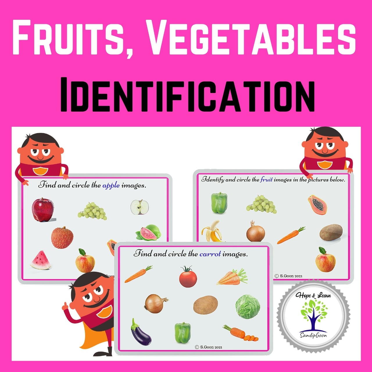 Free Fruits and Vegetables Identification Worksheet Resource For Teacher