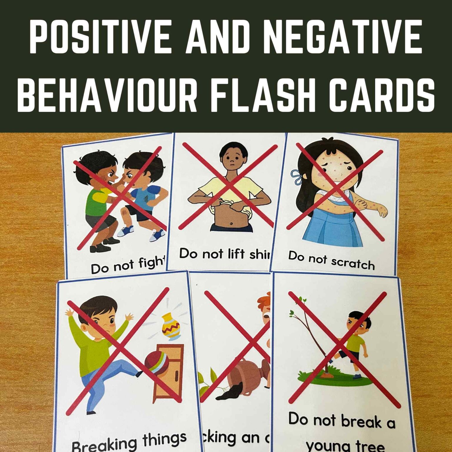 Positive and Negative Behavior - Flash Cards - Resource For Teacher