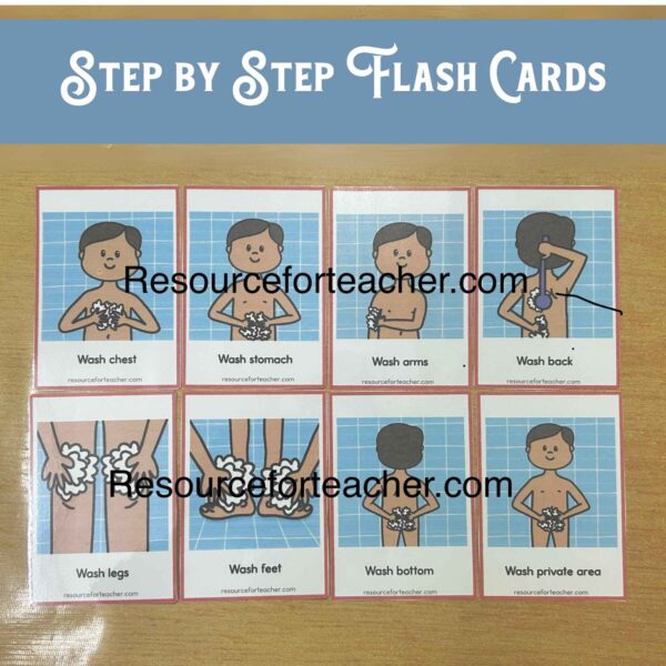 Taking a bath sequence cards