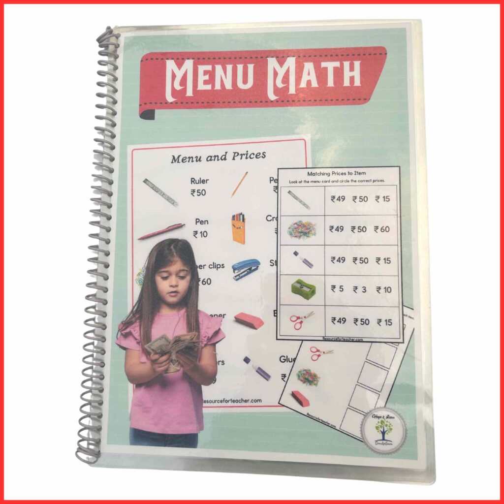 Menu Math Worksheet - Resource For Teacher