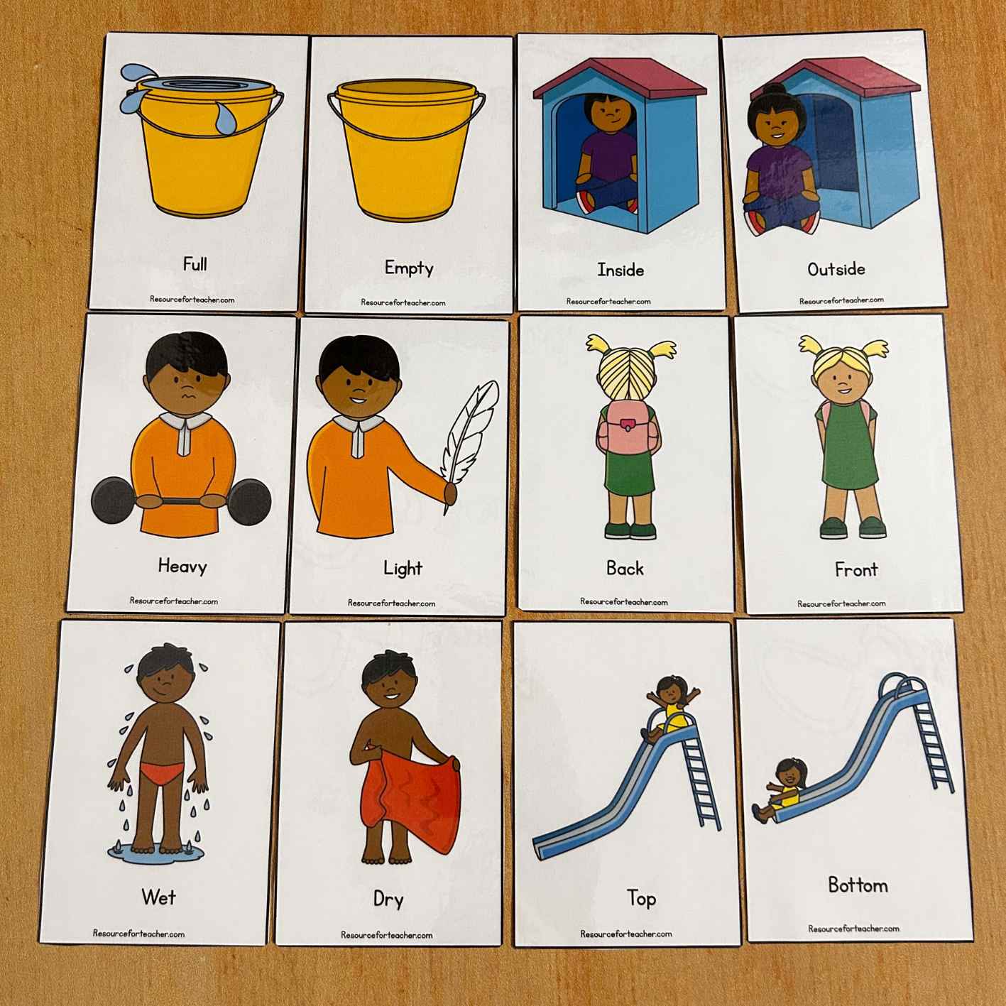 Opposite Words Flash Cards with Pictures